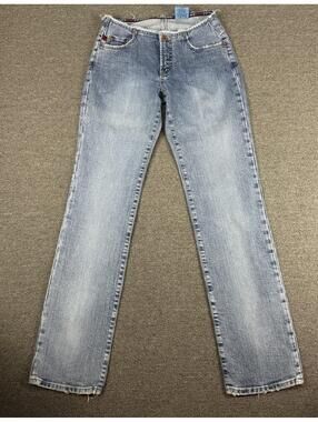 VTG 90's Parasuco Jeans Women's Size 25 Straight Leg Distressed Hem Stretch Y2K